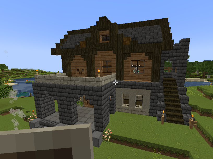picture of a house i made in minecraft for me and my friends.